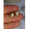 10K Yellow Gold Cameo Stud Earrings Length 0.40 inch