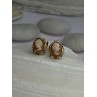 10K Yellow Gold Cameo Stud Earrings Length 0.40 inch