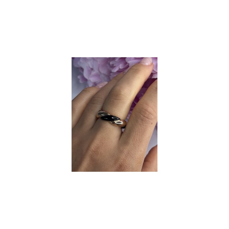 925 Sterling Silver Gold Plated Onyx Ring Size 8