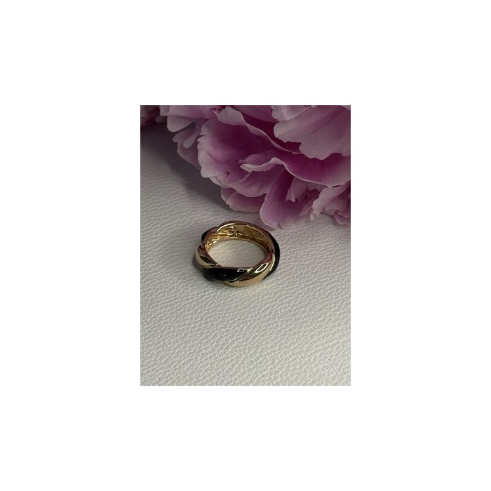 925 Sterling Silver Gold Plated Onyx Ring Size 8