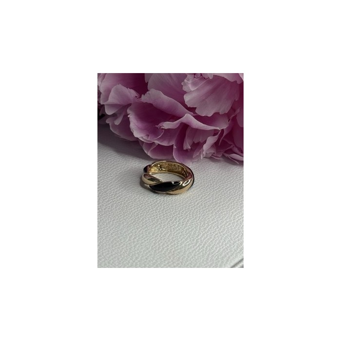 925 Sterling Silver Gold Plated Onyx Ring Size 8