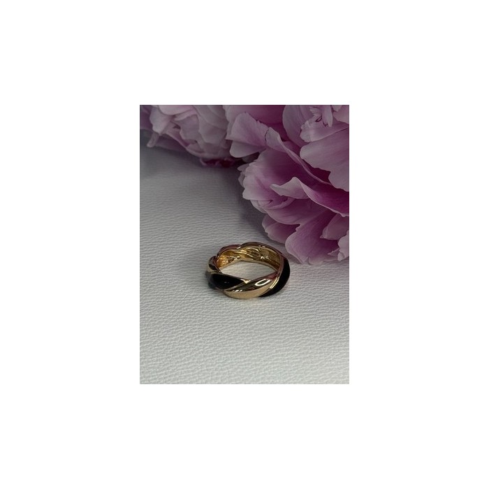 925 Sterling Silver Gold Plated Onyx Ring Size 8