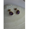 14K Yellow Gold Amethyst Stud Earrings Length 0.40 inch