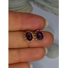 14K Yellow Gold Amethyst Stud Earrings Length 0.40 inch