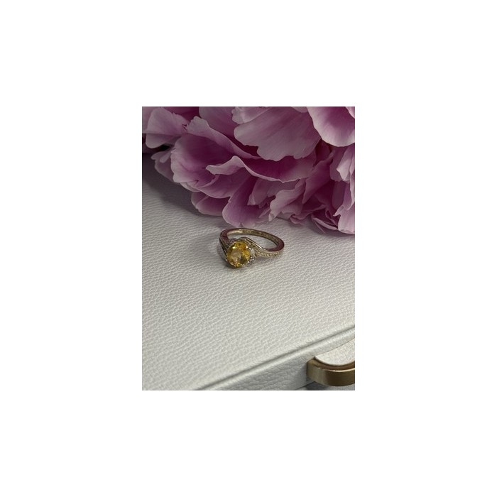 925 Sterling Silver Citrine & Beryl Ring Size 7
