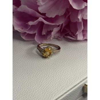 925 Sterling Silver Citrine & Beryl Ring Size 7