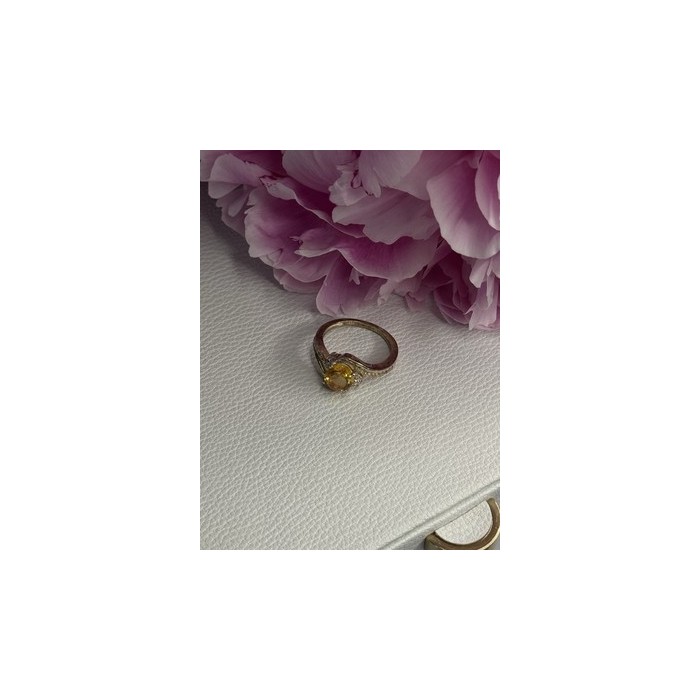 925 Sterling Silver Citrine & Beryl Ring Size 7