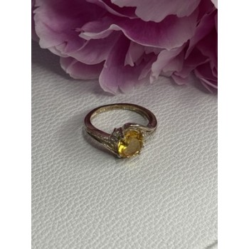 925 Sterling Silver Citrine & Beryl Ring Size 7