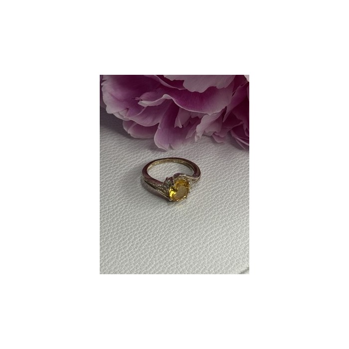 925 Sterling Silver Citrine & Beryl Ring Size 7