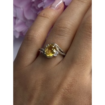 925 Sterling Silver Citrine & Beryl Ring Size 7