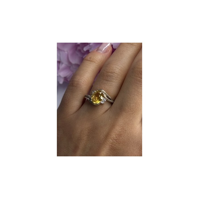 925 Sterling Silver Citrine & Beryl Ring Size 7