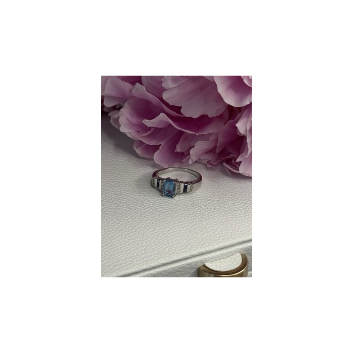 925 Sterling Silver Topaz Sapphire Beryl Ring Size 8
