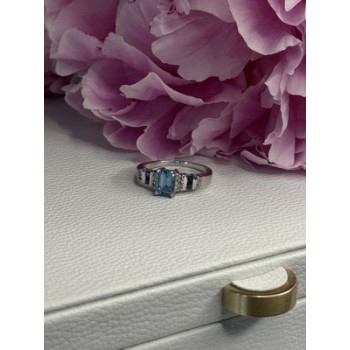 925 Sterling Silver Topaz Sapphire Beryl Ring Size 8