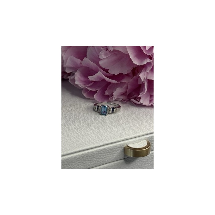 925 Sterling Silver Topaz Sapphire Beryl Ring Size 8