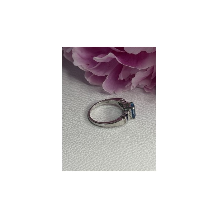925 Sterling Silver Topaz Sapphire Beryl Ring Size 8