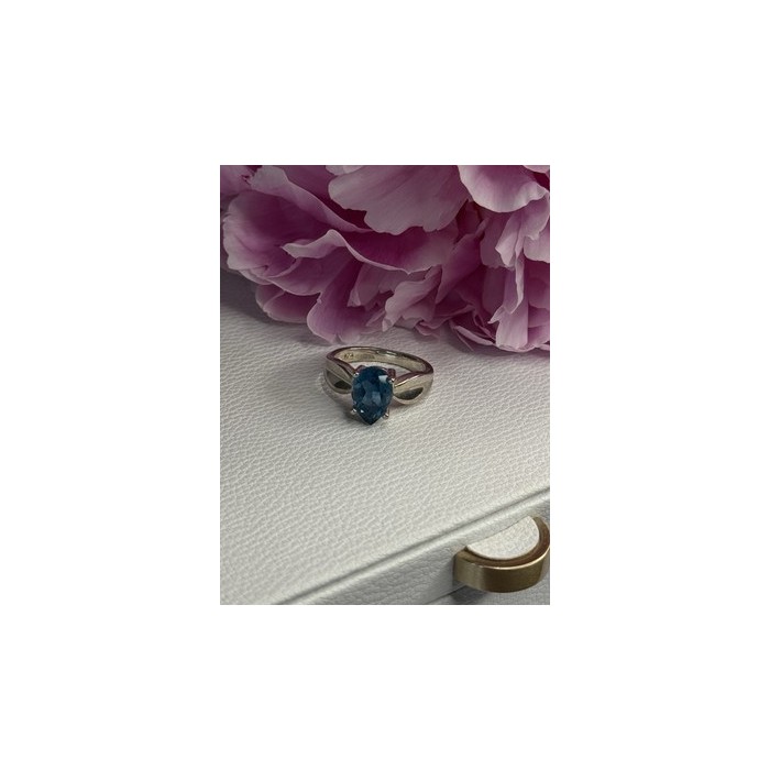 925 Sterling Silver Aquamarine Ring Size 7