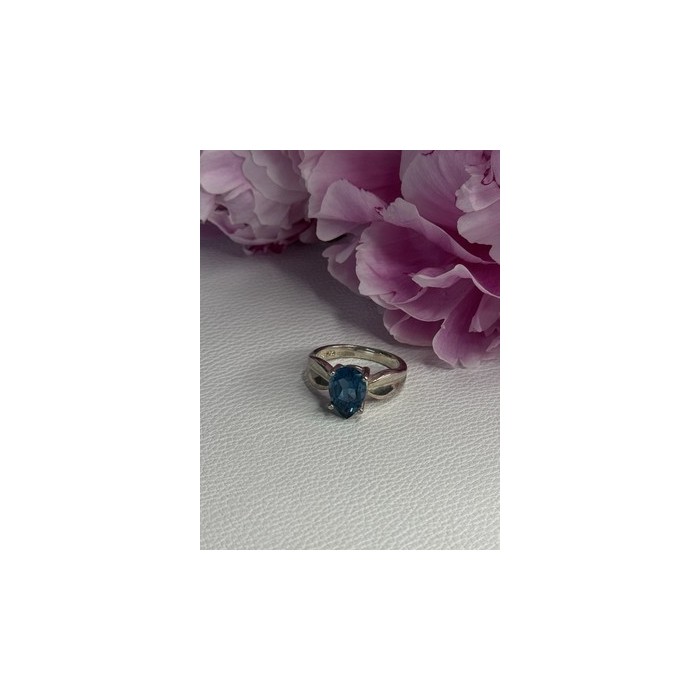 925 Sterling Silver Aquamarine Ring Size 7