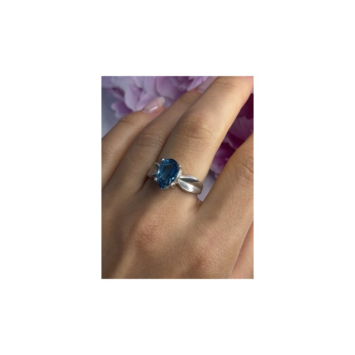 925 Sterling Silver Aquamarine Ring Size 7