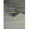 10K Yellow Gold Blue Topaz Heart & Diamonds Ring Size 7