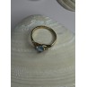 10K Yellow Gold Blue Topaz Heart & Diamonds Ring Size 7
