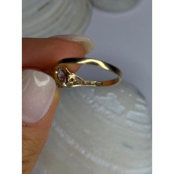 10K Yellow Gold Blue Topaz Heart & Diamonds Ring Size 7
