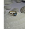 10K Yellow Gold Blue Topaz Heart & Diamonds Ring Size 7