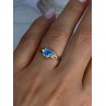 10K Yellow Gold Blue Topaz Heart & Diamonds Ring Size 7