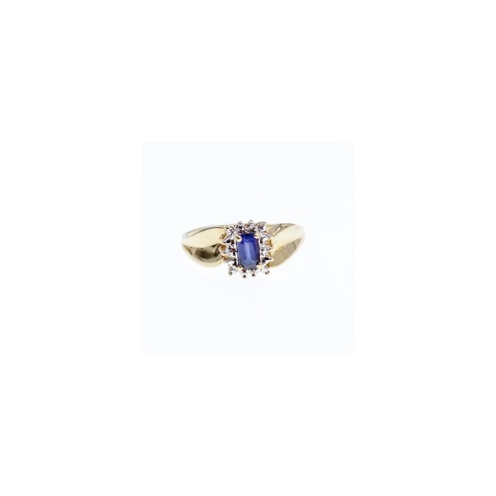 10K YELLOW GOLD SAPPHIRE & DIAMONDS RING SIZE 6.5