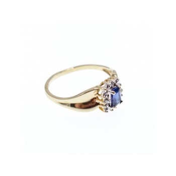 10K YELLOW GOLD SAPPHIRE & DIAMONDS RING SIZE 6.5