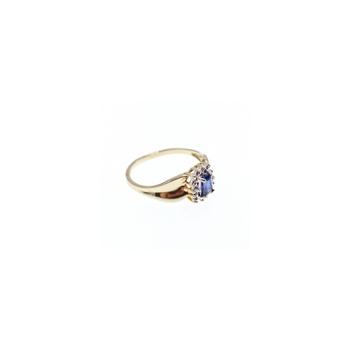 10K YELLOW GOLD SAPPHIRE & DIAMONDS RING SIZE 6.5