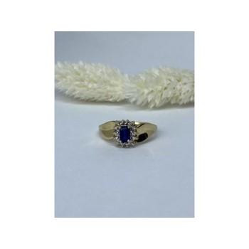 10K YELLOW GOLD SAPPHIRE & DIAMONDS RING SIZE 6.5
