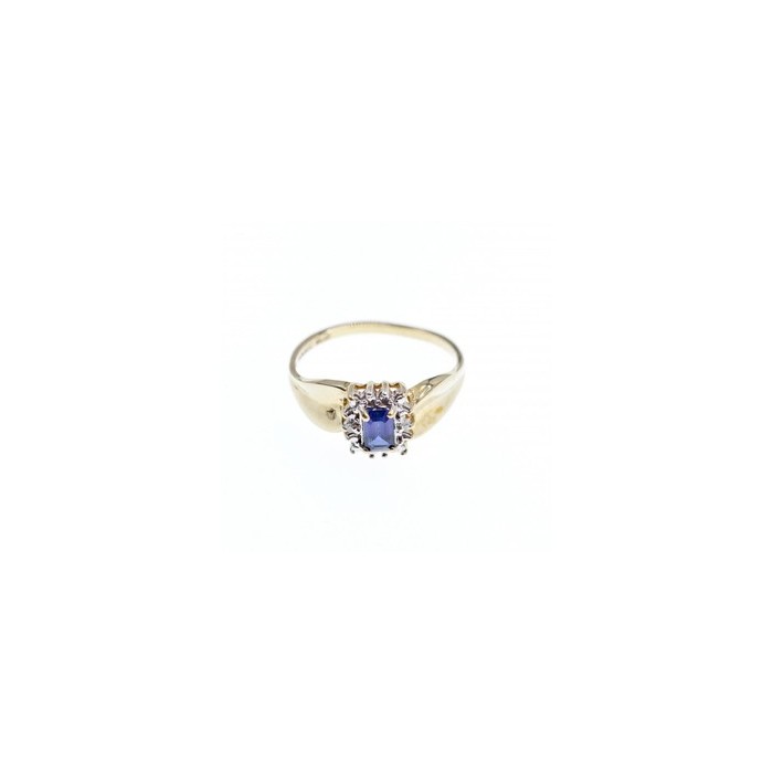 10K YELLOW GOLD SAPPHIRE & DIAMONDS RING SIZE 6.5