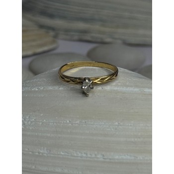 14K P HKS Yellow Gold Diamond 0.10 Carat Ring Size 6