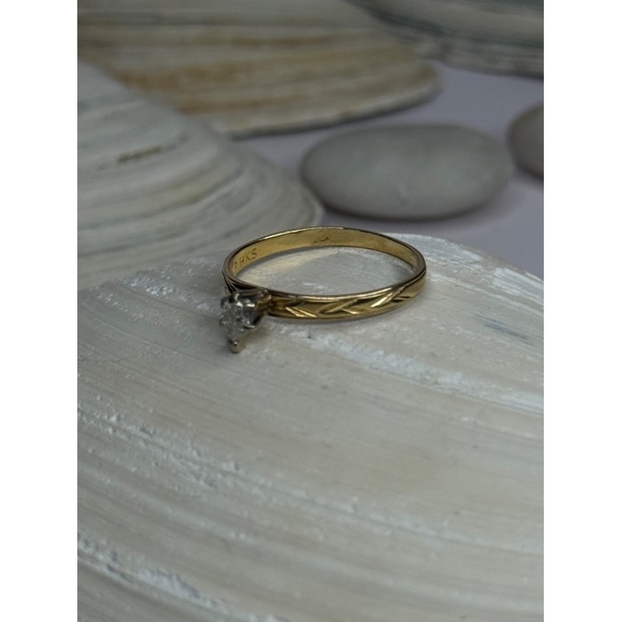 14K P HKS Yellow Gold Diamond 0.10 Carat Ring Size 6