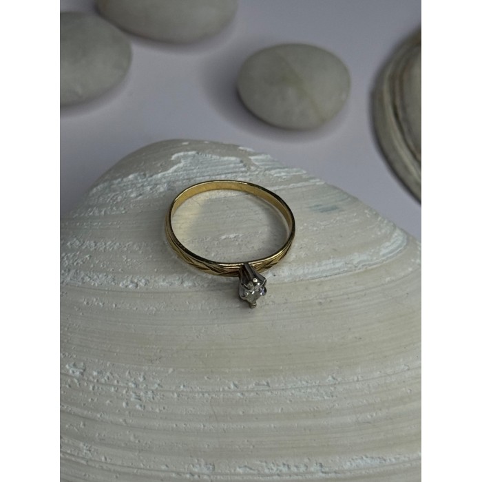 14K P HKS Yellow Gold Diamond 0.10 Carat Ring Size 6