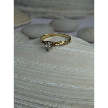 14K P HKS Yellow Gold Diamond 0.10 Carat Ring Size 6