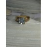 14K Yellow Gold Aquamarine & Diamonds Ring Size 5