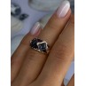 14K Yellow Gold Topaz & Amethyst & Diamond Ring Size 6