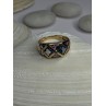 14K Yellow Gold Topaz & Amethyst & Diamond Ring Size 6