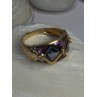 14K Yellow Gold Topaz & Amethyst & Diamond Ring Size 6