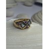 14K Yellow Gold Topaz & Amethyst & Diamond Ring Size 6