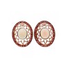 925 STERLING SILVER MOTHER OF PEARL & HESSONITE EARRINGS