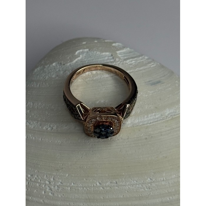 10K Rose Gold 1.2 Carat Diamonds & Blue Tourmaline Ring Size 6