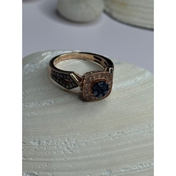 10K Rose Gold 1.2 Carat Diamonds & Blue Tourmaline Ring Size 6