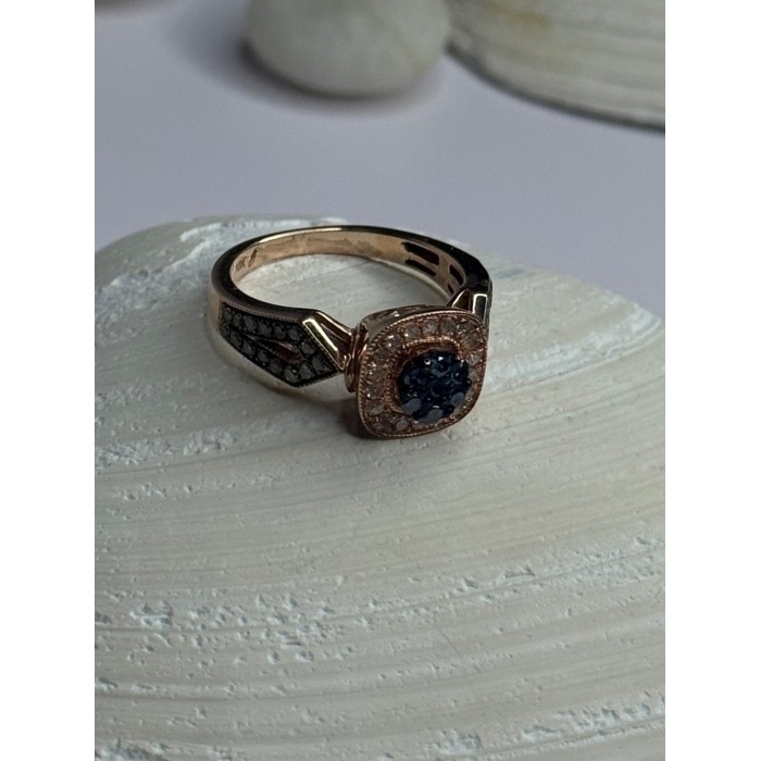 10K Rose Gold 1.2 Carat Diamonds & Blue Tourmaline Ring Size 6