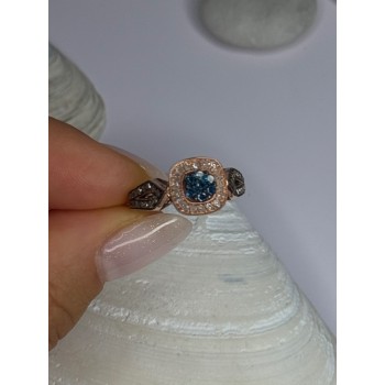 10K Rose Gold 1.2 Carat Diamonds & Blue Tourmaline Ring Size 6