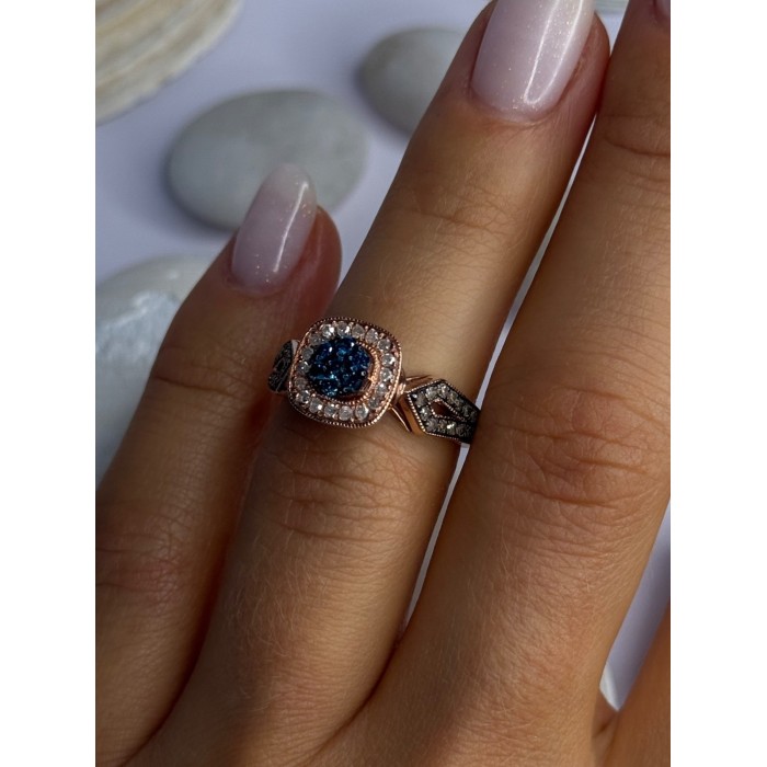 10K Rose Gold 1.2 Carat Diamonds & Blue Tourmaline Ring Size 6