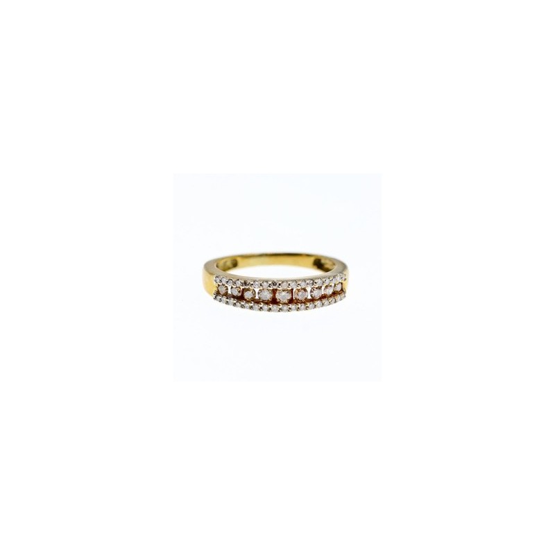10K YELLOW GOLD WHITE SAPPHIRE & DIAMONDS RING SIZE 8