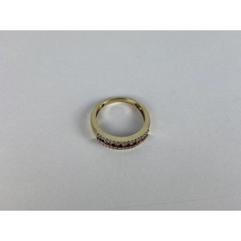10K YELLOW GOLD WHITE SAPPHIRE & DIAMONDS RING SIZE 8