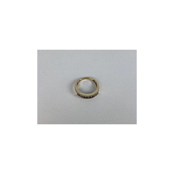 10K YELLOW GOLD WHITE SAPPHIRE & DIAMONDS RING SIZE 8